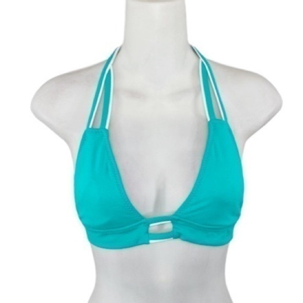 Becca aqua White Double Strap Bikini Top